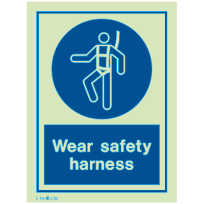 Personal Protective Equipment - Wear safety harness with text