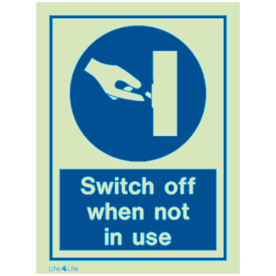 Personal Protective Equipment - Switch off when not in use with text