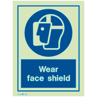 Personal Protective Equipment - Wear face shield with text