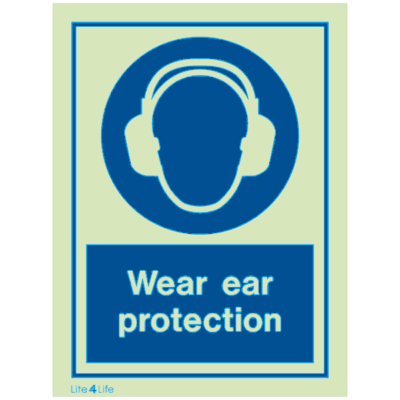 Personal Protective Equipment - Wear ear protection with text