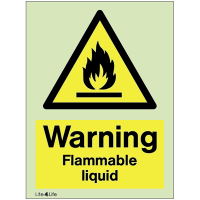 Warning signs - Warning flammable liquid with text