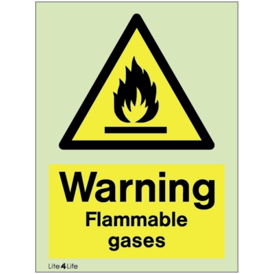 Warning signs - Warning flammable gases with text