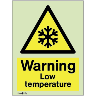 Warning signs - Warning low temperature with text