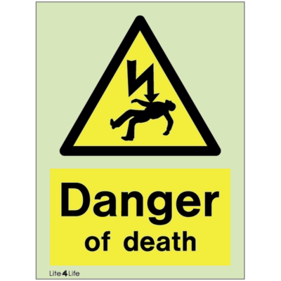 Warning signs - Warning danger of death with text