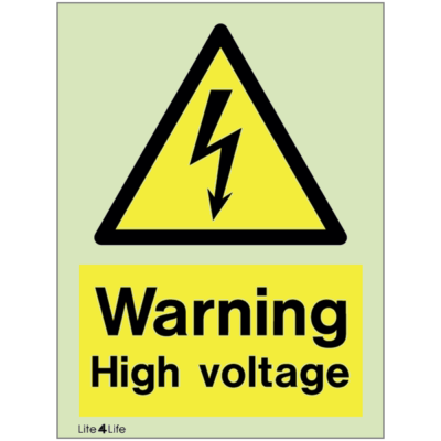 Warning signs - Warning high voltage with text