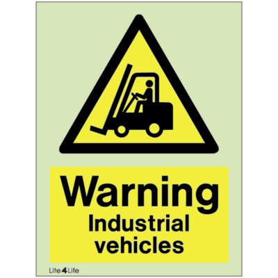 Warning signs - Warning industrial vehicles with text