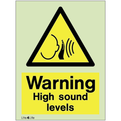 Warning signs - Warning high sound levels with text