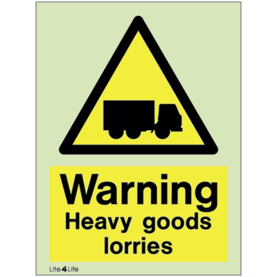 Warning signs - Warning heavy goods lorries with text