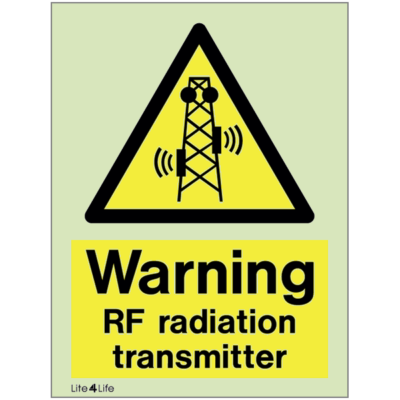 Warning signs - Warning RF radiation transmitter with text