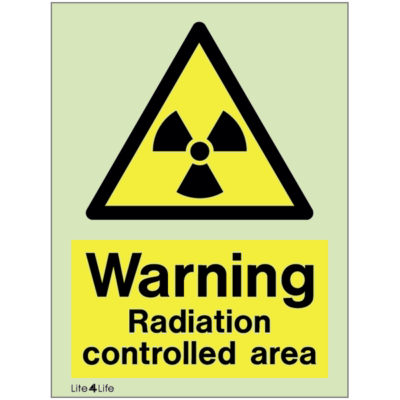 Warning signs - Warning radiation controlled area with text