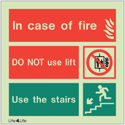 General Prohibitions - In case of fire DO NOT use lift, Use the stairs