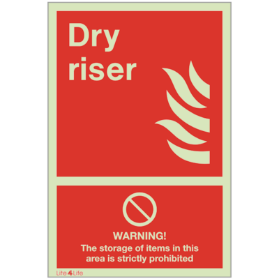 Fire Fighting Equipment - Dry riser with storage warning