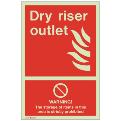 Fire Fighting Equipment - Dry riser outlet with storage warning