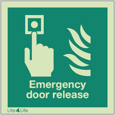 Emergency Door Operation Sign - Emergency door release (in event of fire)