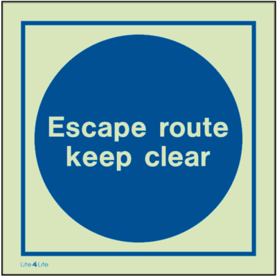 Fire Safety Instruction Notice - Escape route keep clear