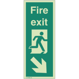 Fire Exit Signs Vertical - Fire Exit Vertical Arrow Down Right