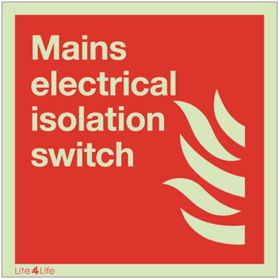 Fire Fighting Equipment - Mains electrical isolation switch