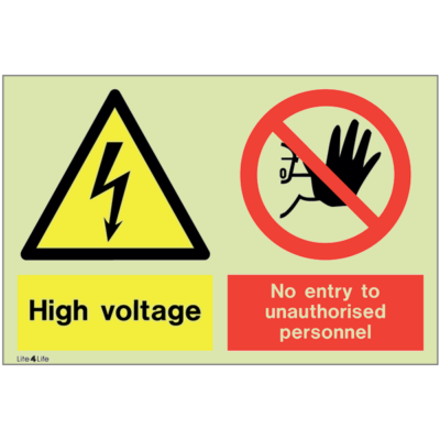 Warning signs - Warning high voltage - No entry to unauthorised personnel