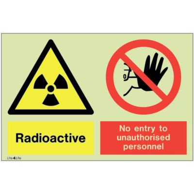 Warning signs - Warning radioactive with text - No entry to unauthorised personnel