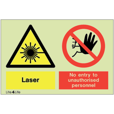 Warning signs - Warning laser aperture with text - No entry for unauthorised personnel