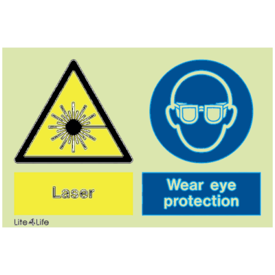 Warning signs - Warning laser aperture with text - Wear eye protection