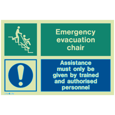 Disability, Special Needs & Mobility Assistance - Emergency evacuation chair with instructions