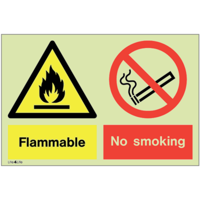 Warning signs - Warning flammable with text - No smoking