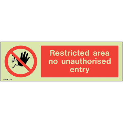 Warning signs - Restricted area no unauthorised entry (landscape)