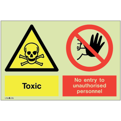 Warning signs - Warning toxic with text - No entry for unauthorised personnel