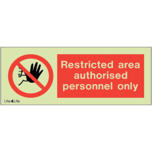 Warning signs - Restricted area authorised personnel only (landscape)