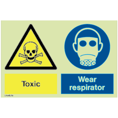 Warning signs - Warning toxic with text - Wear respirator