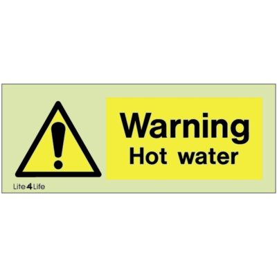 Warning signs - Warning hot water with text