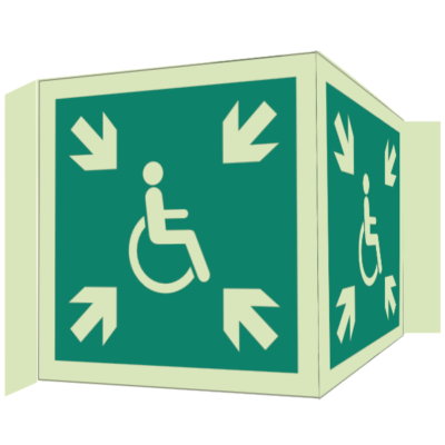 Disability, Special Needs & Mobility Assistance - Safe Area symbol (with text and panoramic)