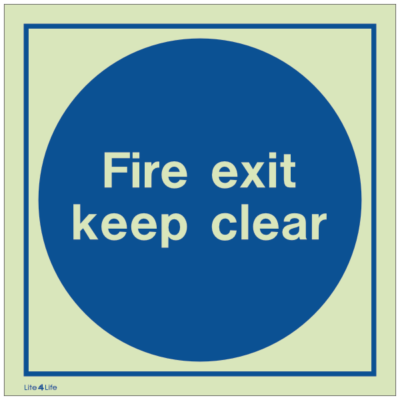 Fire Safety Instruction Notice - Fire exit keep clear