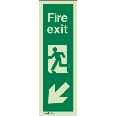 Fire Exit Signs Vertical - Fire Exit Vertical Arrow Down Left