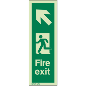 Fire Exit Signs Vertical - Fire Exit Vertical Arrow Up Left