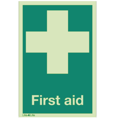 First Aid & Emergency Equipment - First aid symbol with text