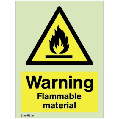 Warning signs - Warning flammable material with text