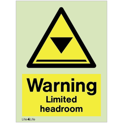 Warning signs - Warning limited headroom with text