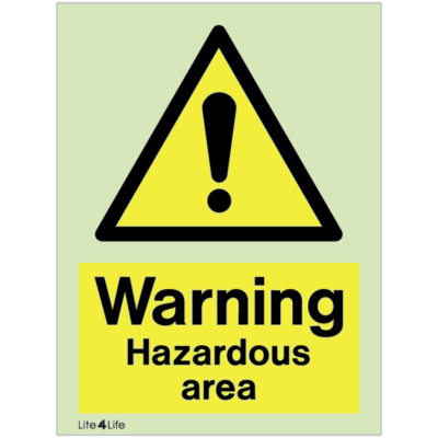 Warning signs - Warning hazardous area with text