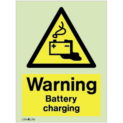 Warning Signs - Warning Battery charging with text