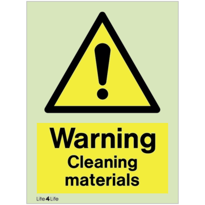 Warning signs - Warning cleaning materials with text