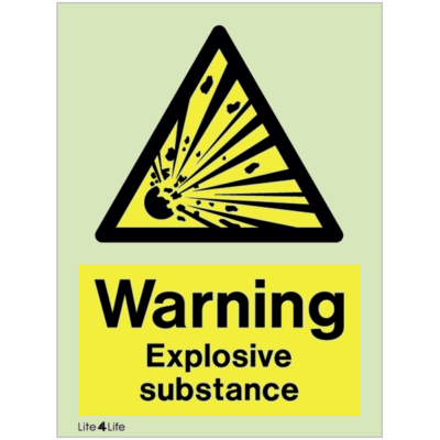 Warning signs - Warning explosive substance with text