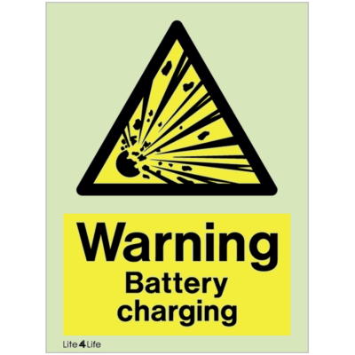 Warning Signs - Warning Battery charging with text (explosive risk)