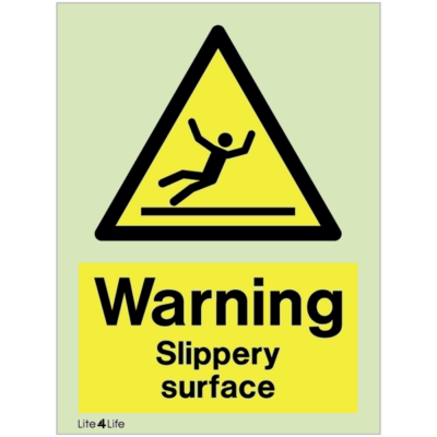 Warning signs - Warning slippery surface with text