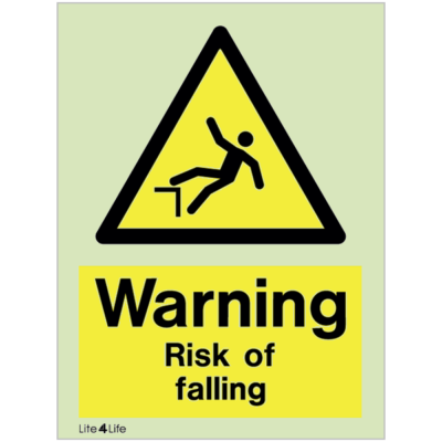 Warning signs - Warning risk of falling with text