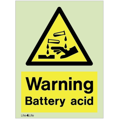 Warning Signs - Warning Battery acid with text