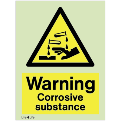 Warning signs - Warning corrosive substance with text