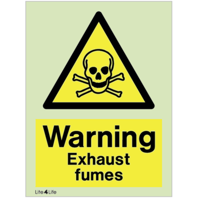 Warning signs - Warning exhaust fumes with text