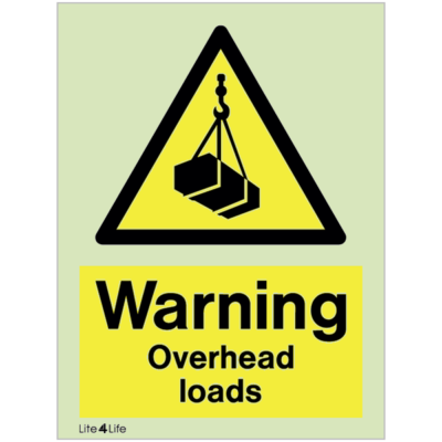 Warning signs - Warning overhead loads with text